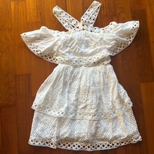 Aqua White Embroidered Sundress! Size Small
